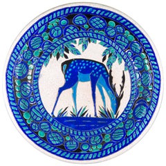 Vintage Charles Catteau for Boch, Art Deco Dish with Deer, n°943