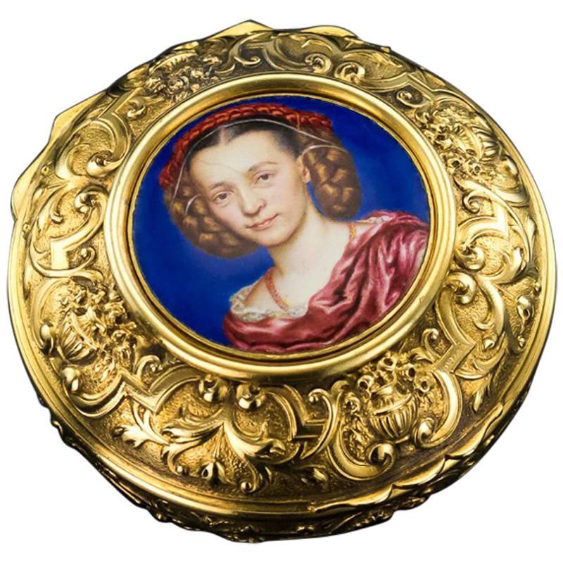 18th Century French 18 Karat Gold Watch Case and Enamel Miniature, circa 1760