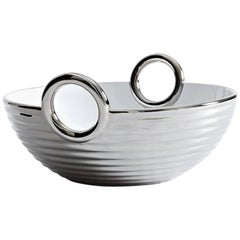 Contemporary Ceramic Basket Platinum Glazed Alaya Small