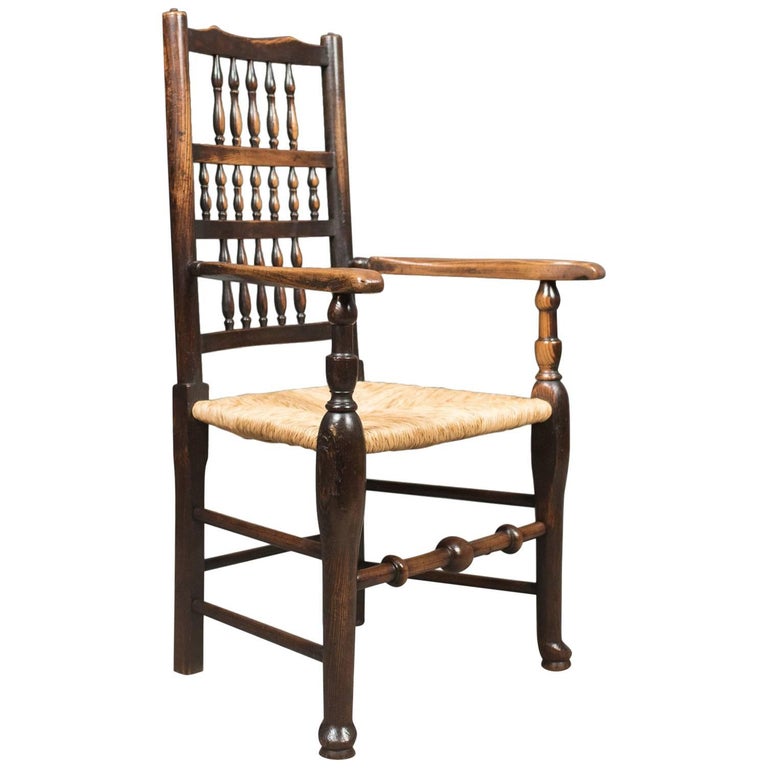 Antique Elbow Chair, Victorian Lancashire Spindle Back Dining, Circa Antique Elbow Chair, Victorian Lancashire Spindle Back Dining, circa 1870 For Sale - Antique Elbow Chair, Victorian Lancashire Spindle Back Dining, Circa