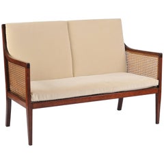 1920s Cane and Mahogany Sofa