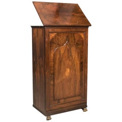 English Regency Antique Music Cabinet with Stand, Rosewood, circa 1820