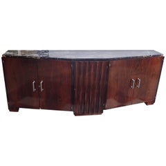 French Art Deco Portoro Bouno Marble-Top Rosewood Buffet or Sideboard