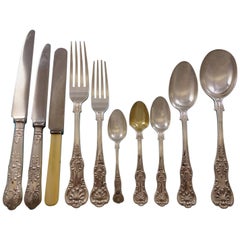 Queens English Sterling Silver Flatware Set 12 Service 115 Pcs Dinner A Monogram