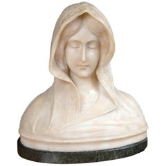 19th Century Carved Marble Bust of a Young Woman