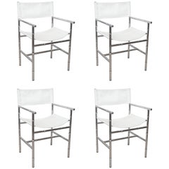 Set of Four Faux Bamboo Chrome Director's Chairs