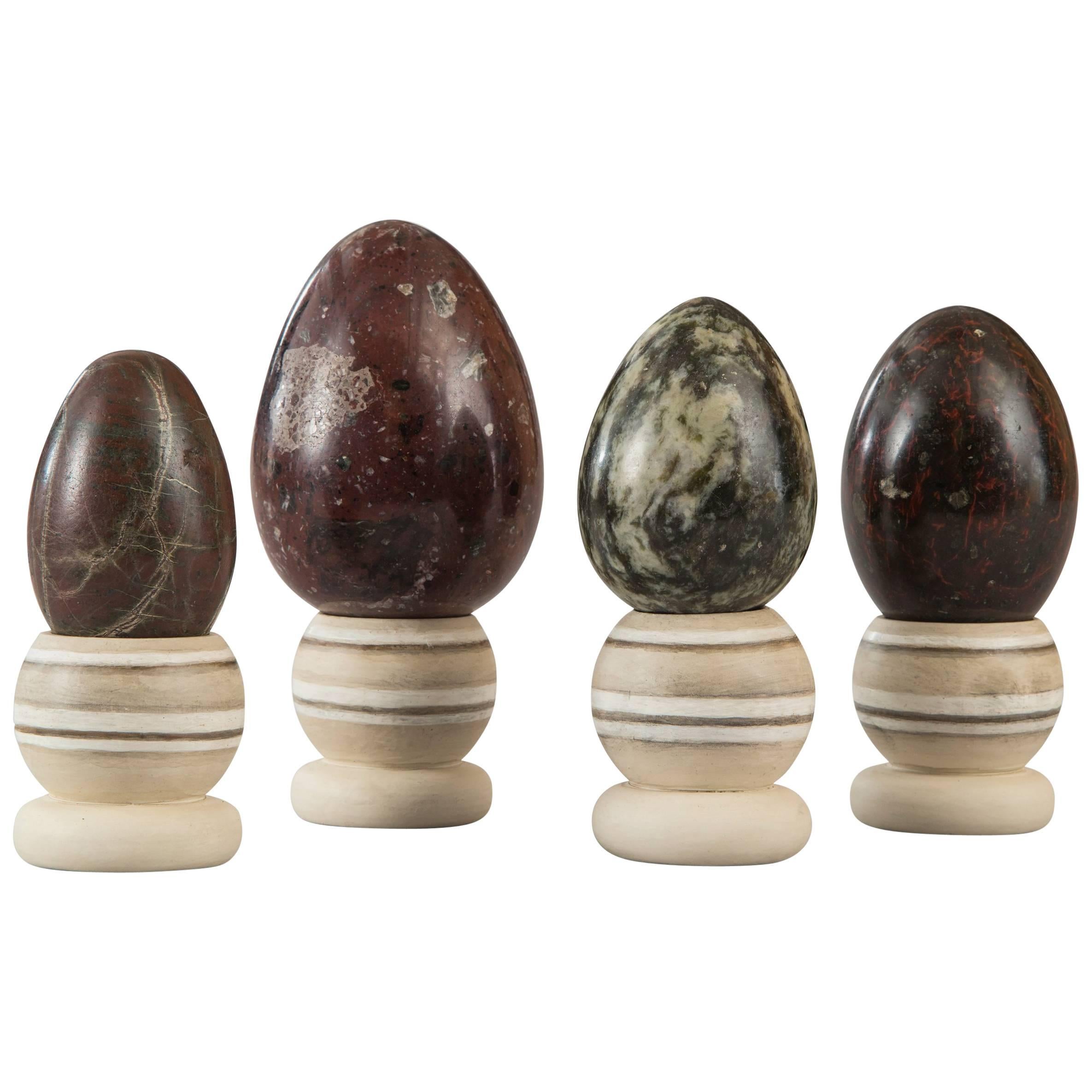 Set of Four Egg-Shaped Specimen Marbles For Sale