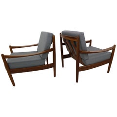 Set of Two Danish Teak Bentwood Armchairs Attributed to Grete Jalk
