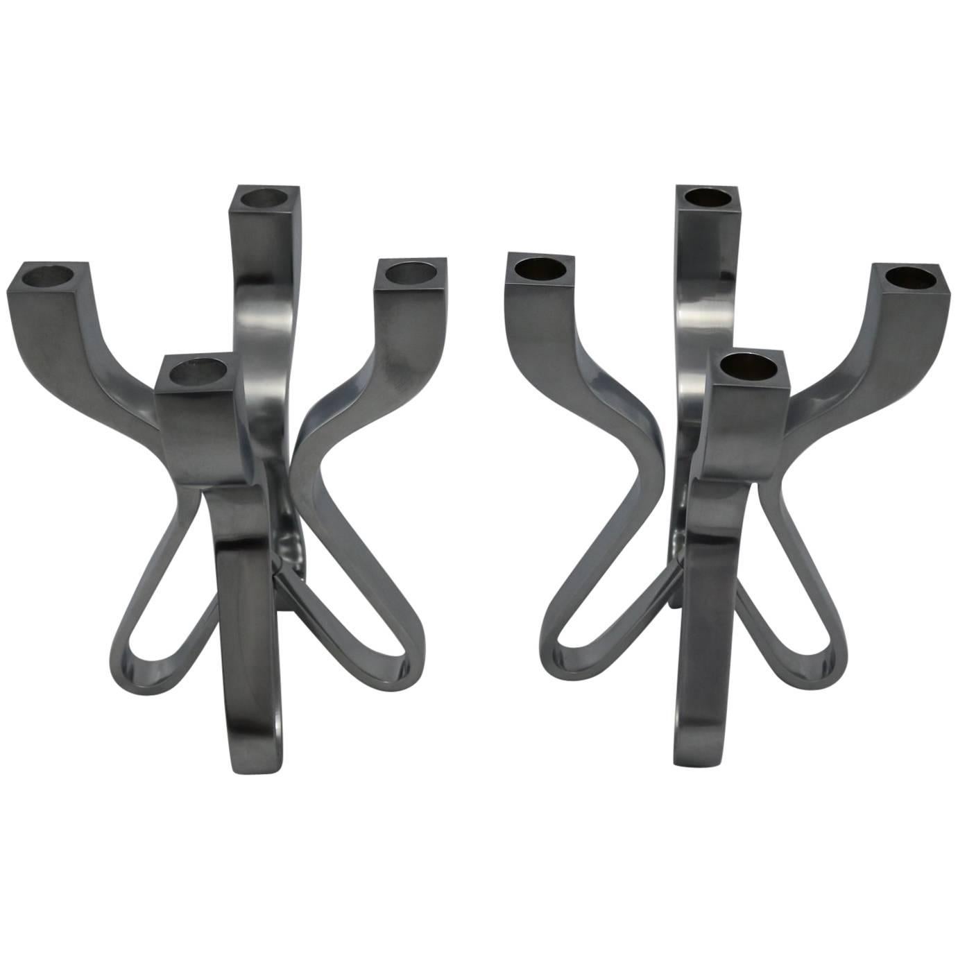 Pair of Chorus Candelabra by Karim Rashid for Umbra Die-Cast Zinc For ...