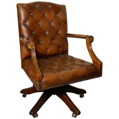 Chesterfield Leather Library or Office Desk Chair