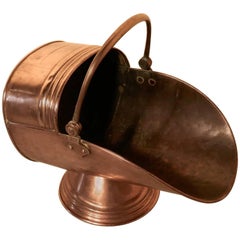 Antique Victorian Arts & Crafts Copper Helmet Coal Scuttle
