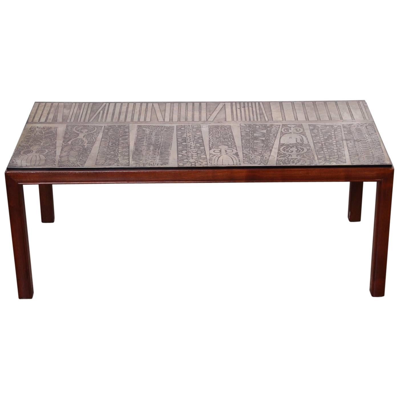 Etched Top Italian Coffee Table