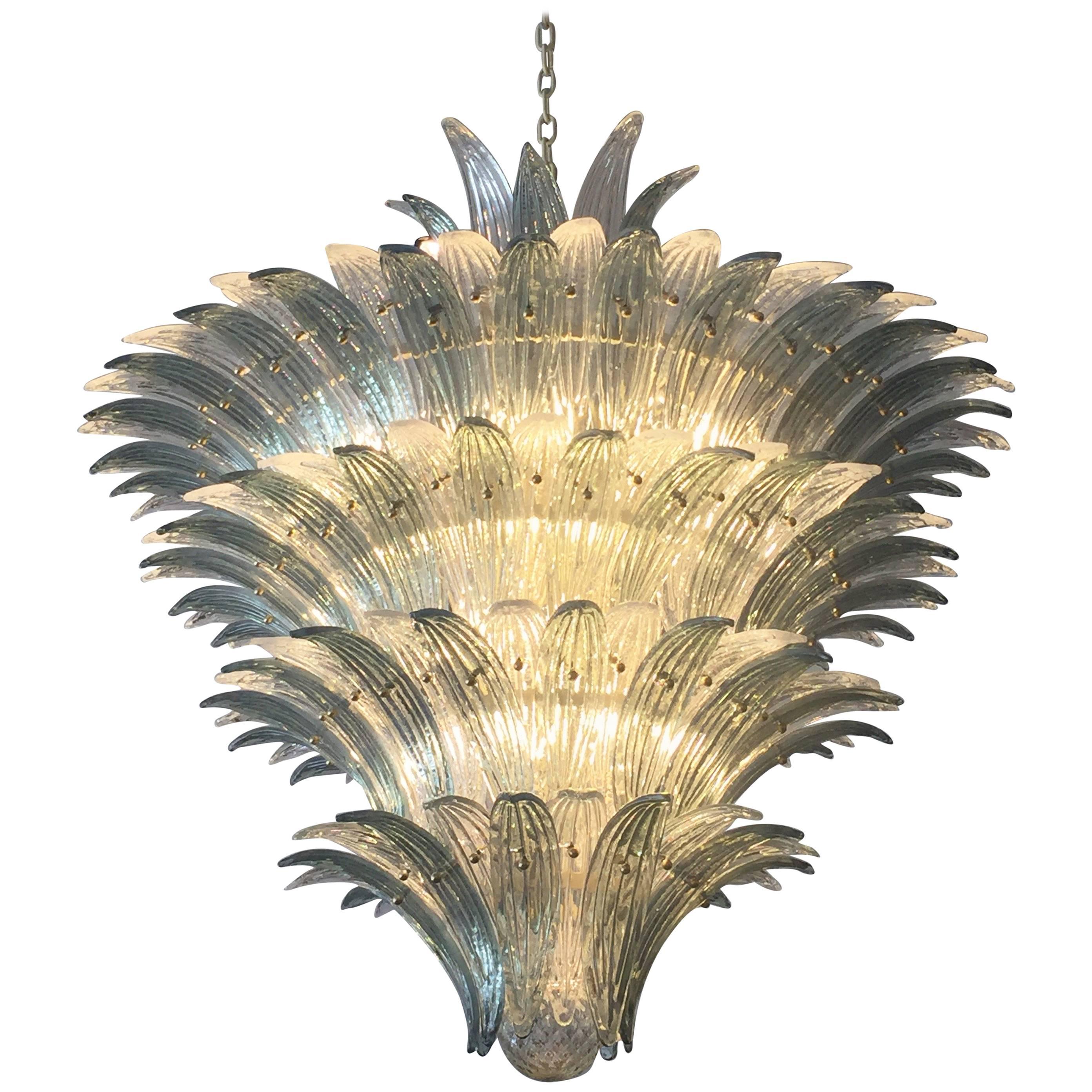 Oversized Italian Murano Palm Style Chandelier