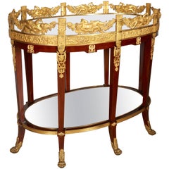 Exquisite French Ormolu Bronze and Mahogany Surtout De Table Plateau, Bar Cart