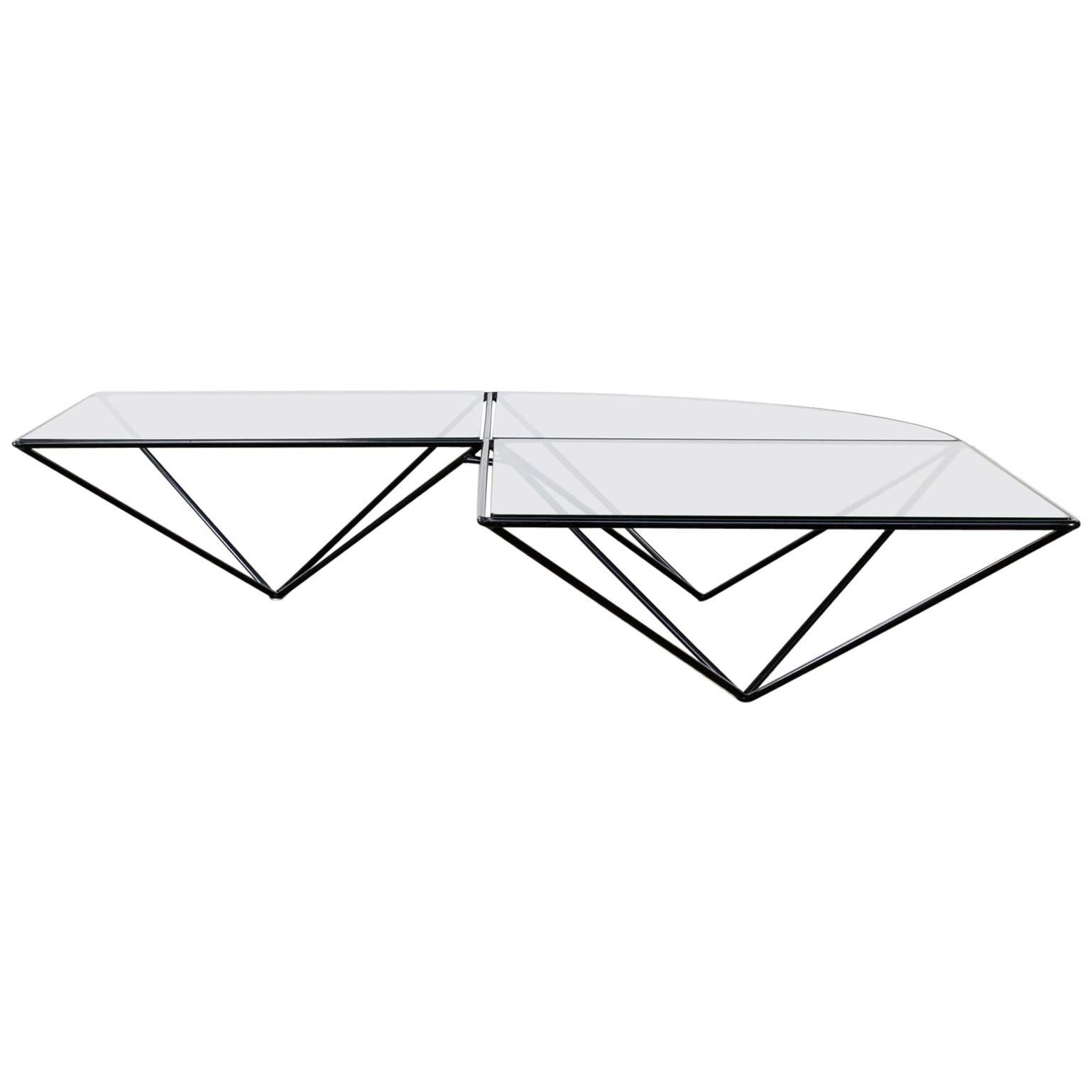 Glass Corner Coffee Table, style of Paolo Piva For Sale
