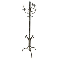 Antique Wrought Iron Coat Rack