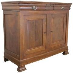 Louis Philippe Walnut Buffet with Silver Plate Handles