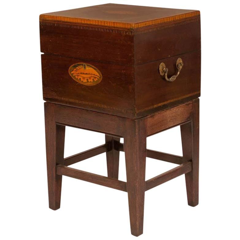 Georgian Inlaid Mahogany Cellarette ‘Box’ on Later Stand, circa 1790