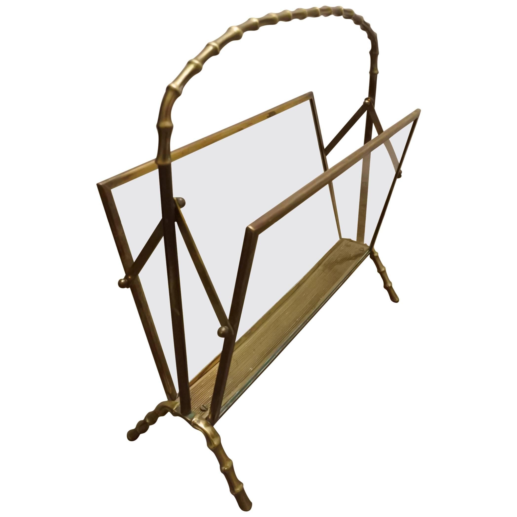 Maison Baguès Brass and Glass Magazine Rack