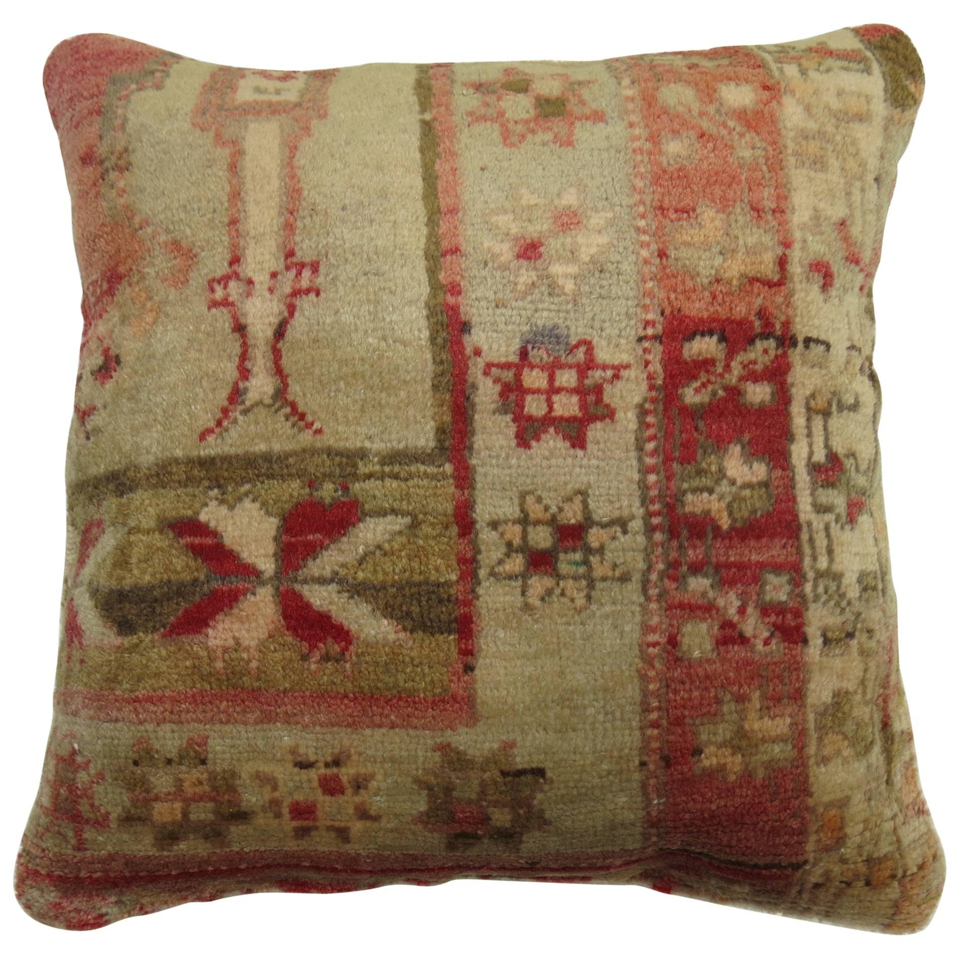 Red Turkish Sivas Rug Pillow For Sale