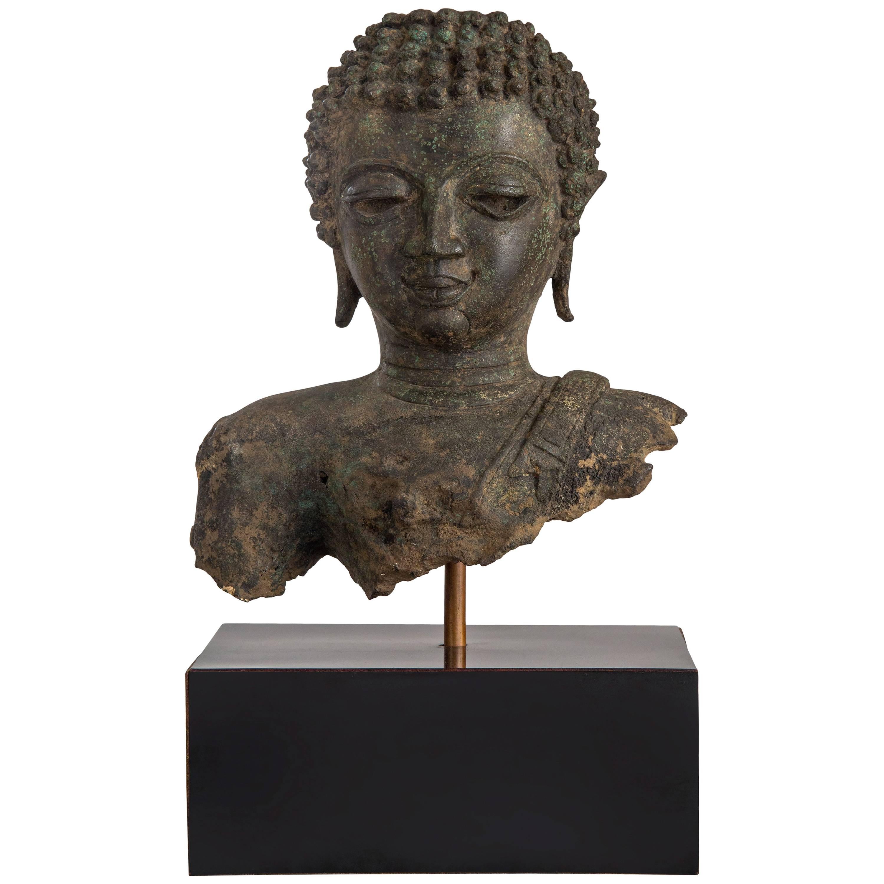 Chiang Saen Period Thai Patinated Bronze Buddha Head