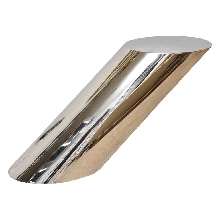 Zephyr J. Wade Beam for Brueton Polished Stainless Steel Side or End Table For Sale