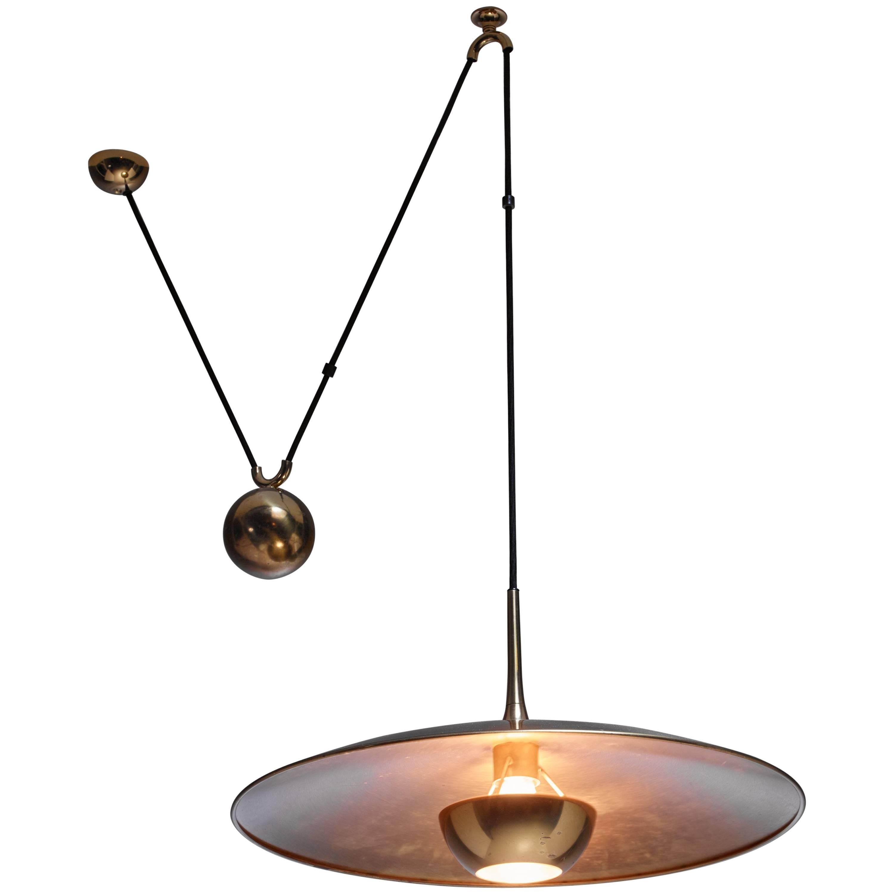 Florian Schulz Brass Onos Pendant with Counterweight, Germany, 1970s