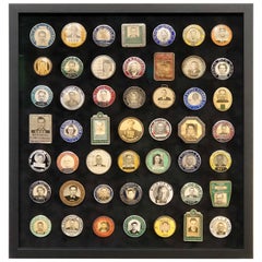 Collection of Antique Employee Badges Professionally Set in Museum Quality Frame