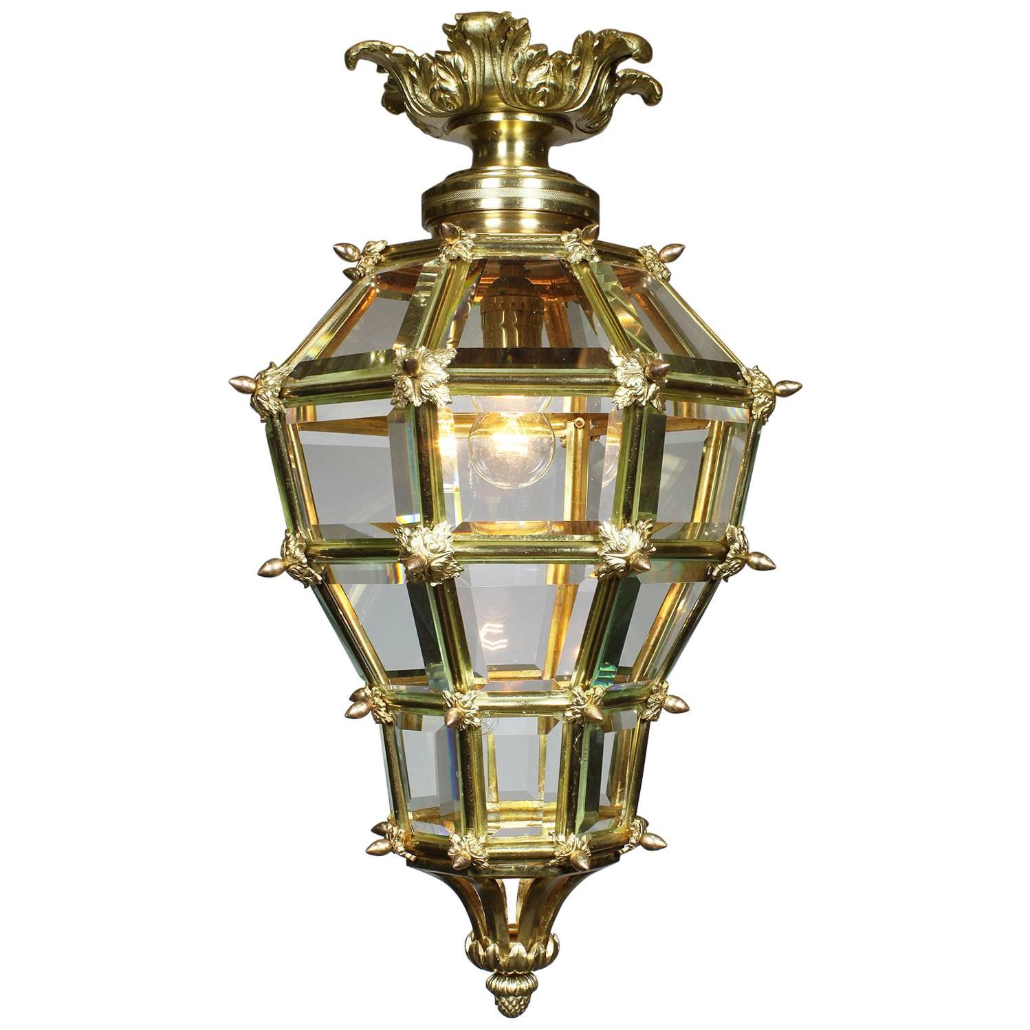 French Louis XIV Style Early 20th Century Gilt Bronze Versailles Style Lantern For Sale