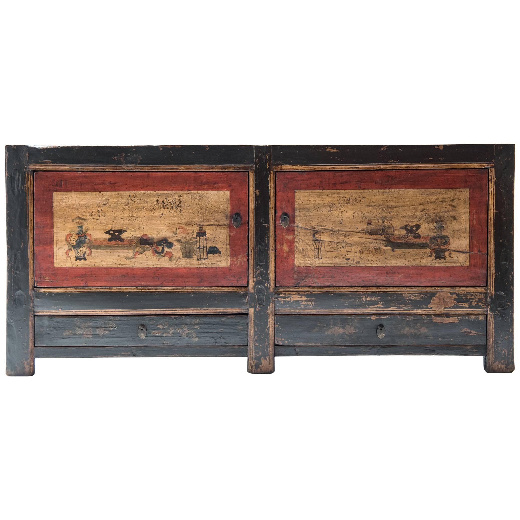 Mongolian Painted Two-Door Cabinet, c. 1850