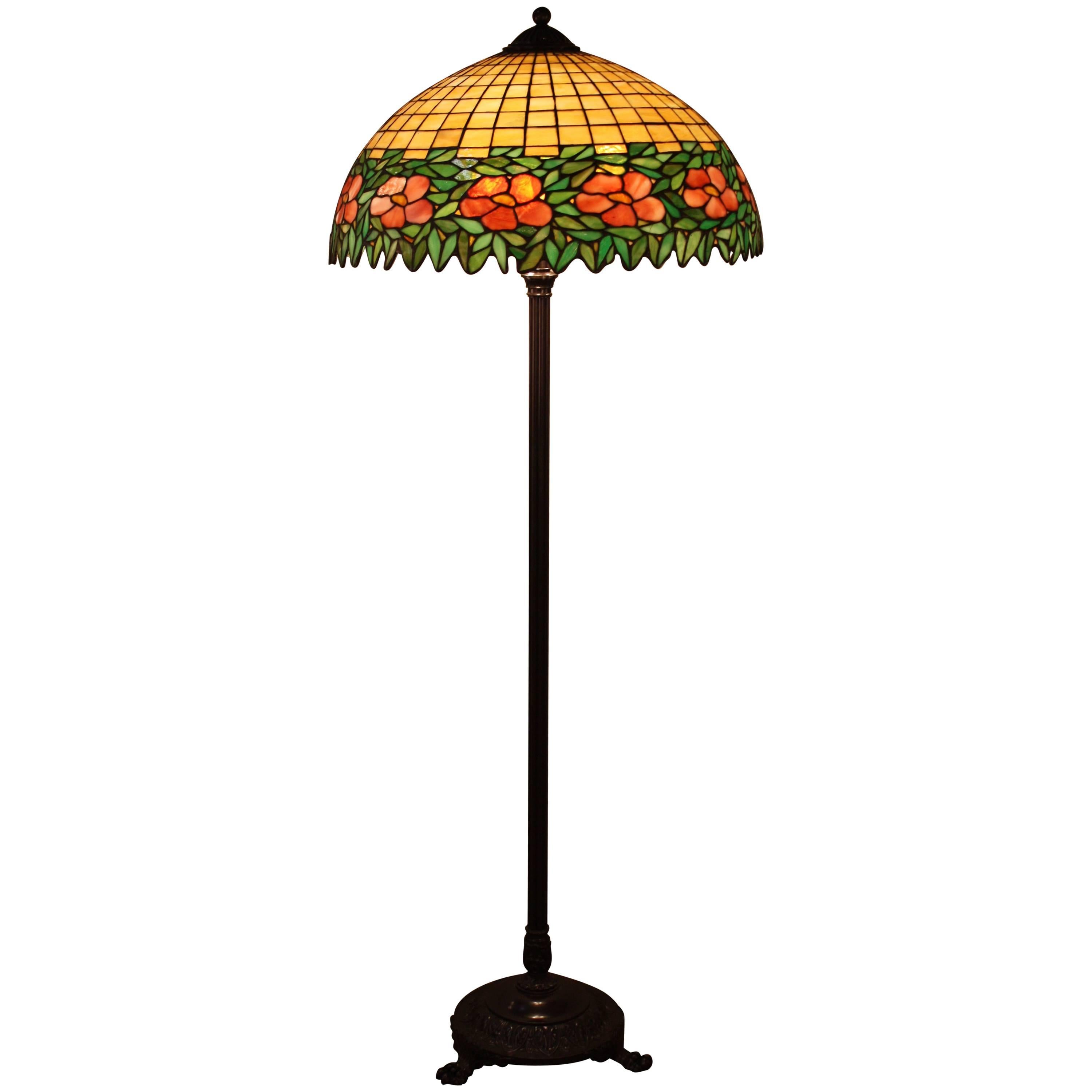 Stained Glass Floor Lamp in Style of Handel