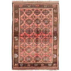 Vintage Persian Turkomen Rug with Tribal Medallions in Soft Red and Brown