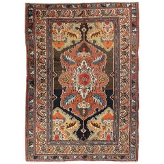 Antique Persian Malayer Rug with Floral Geometric Medallion and Cornices