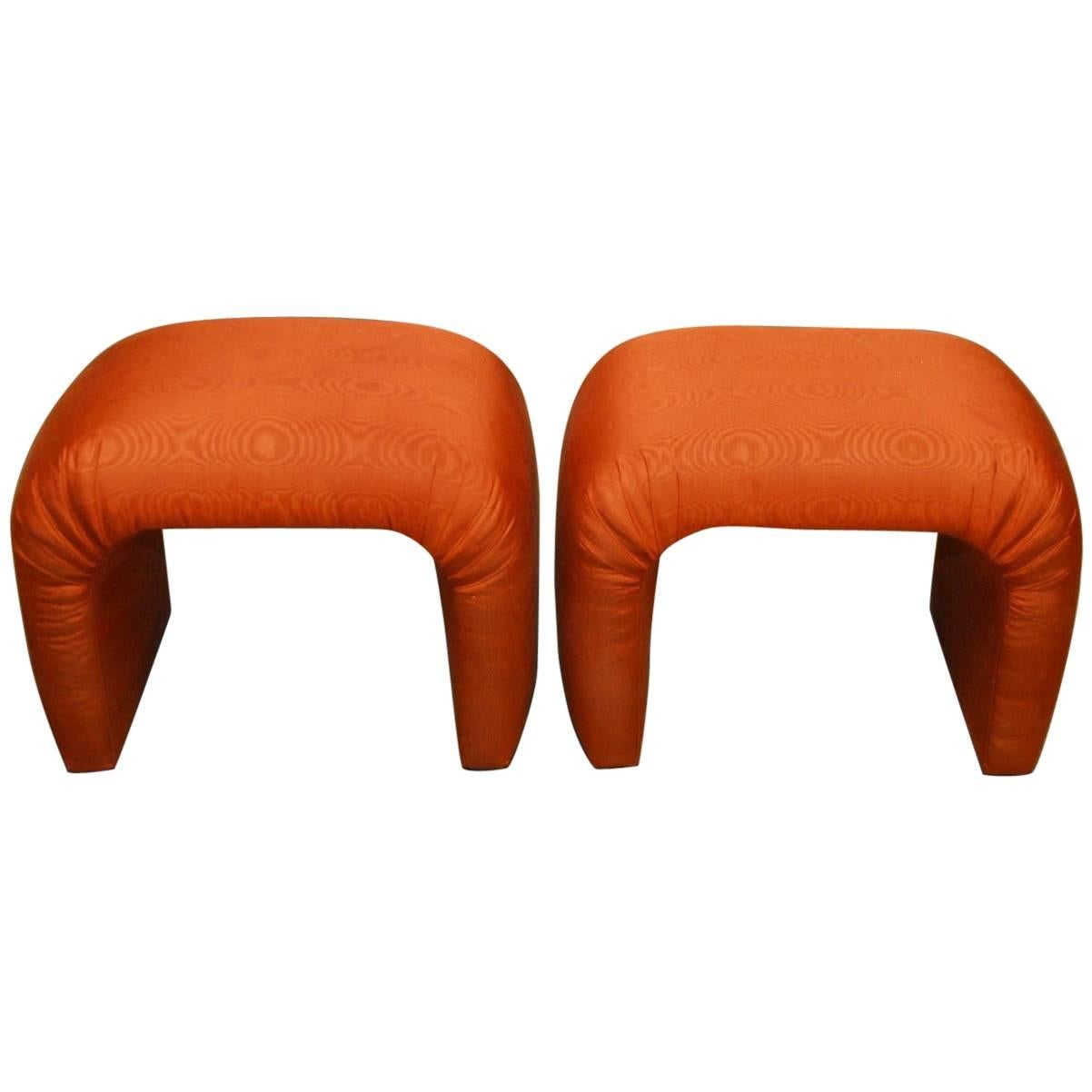 Pair of Midcentury Waterfall Benches Attributed to Milo Baughman