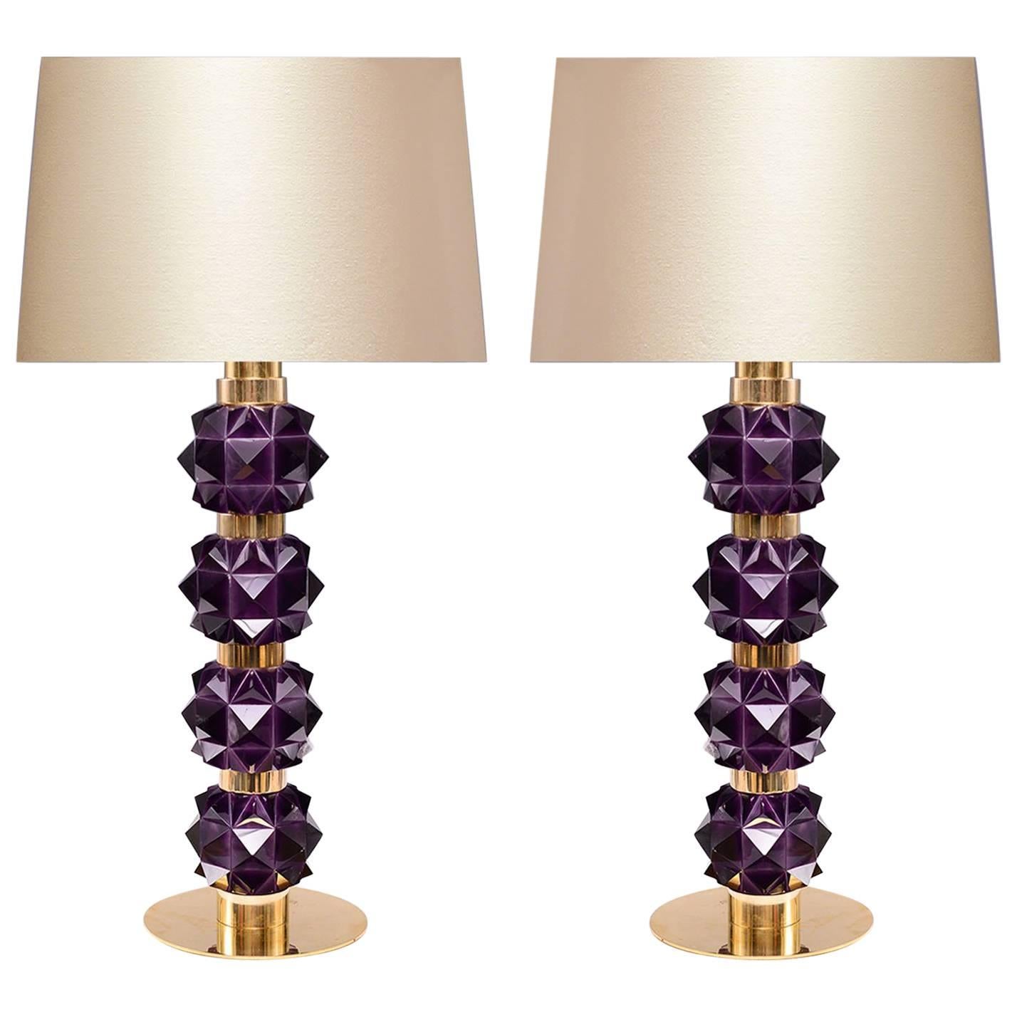 Lampade in cristallo di rocca di quarzo Amethyst Candy IV di Phoenix