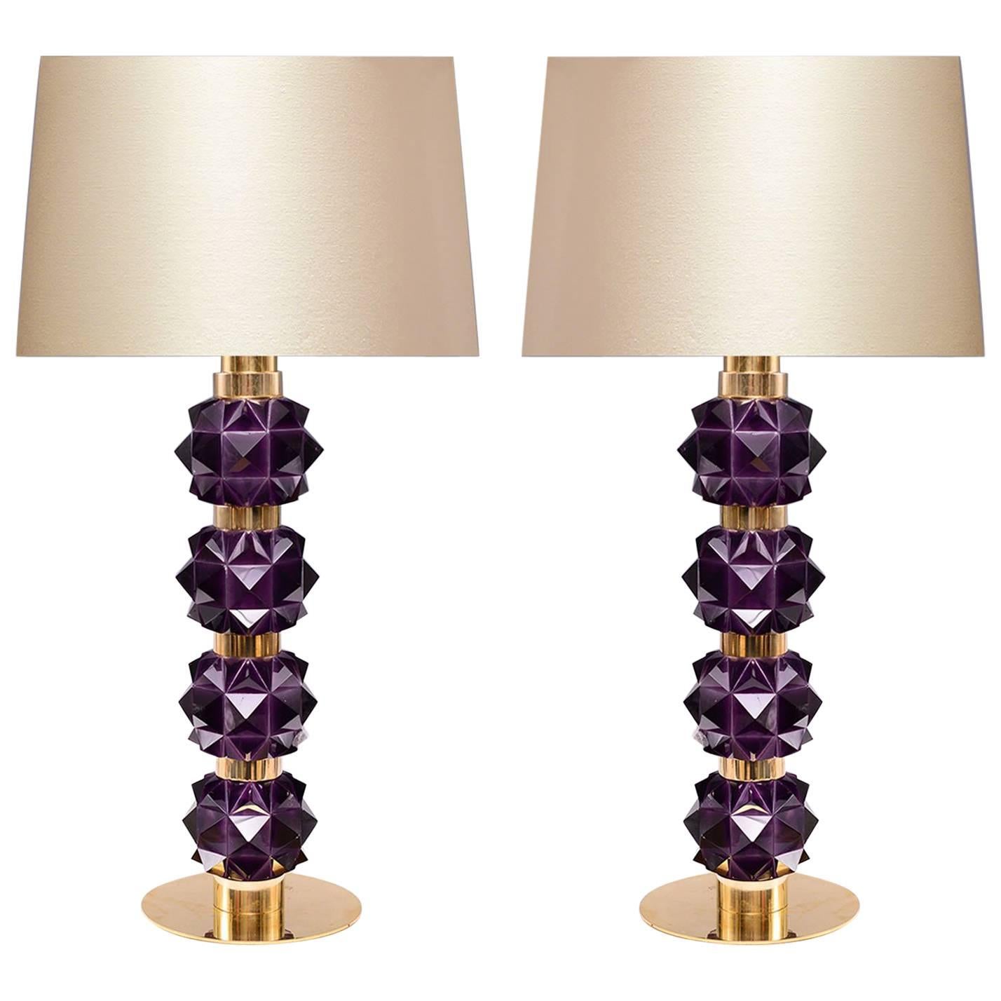 Amethyst Candy IV Rock Crystal Quartz Lamps by Phoenix For Sale