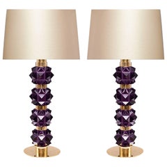 Amethyst Candy IV Rock Crystal Quartz Lamps by Phoenix