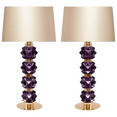 Amethyst Candy IV Rock Crystal Quartz Lamps by Phoenix