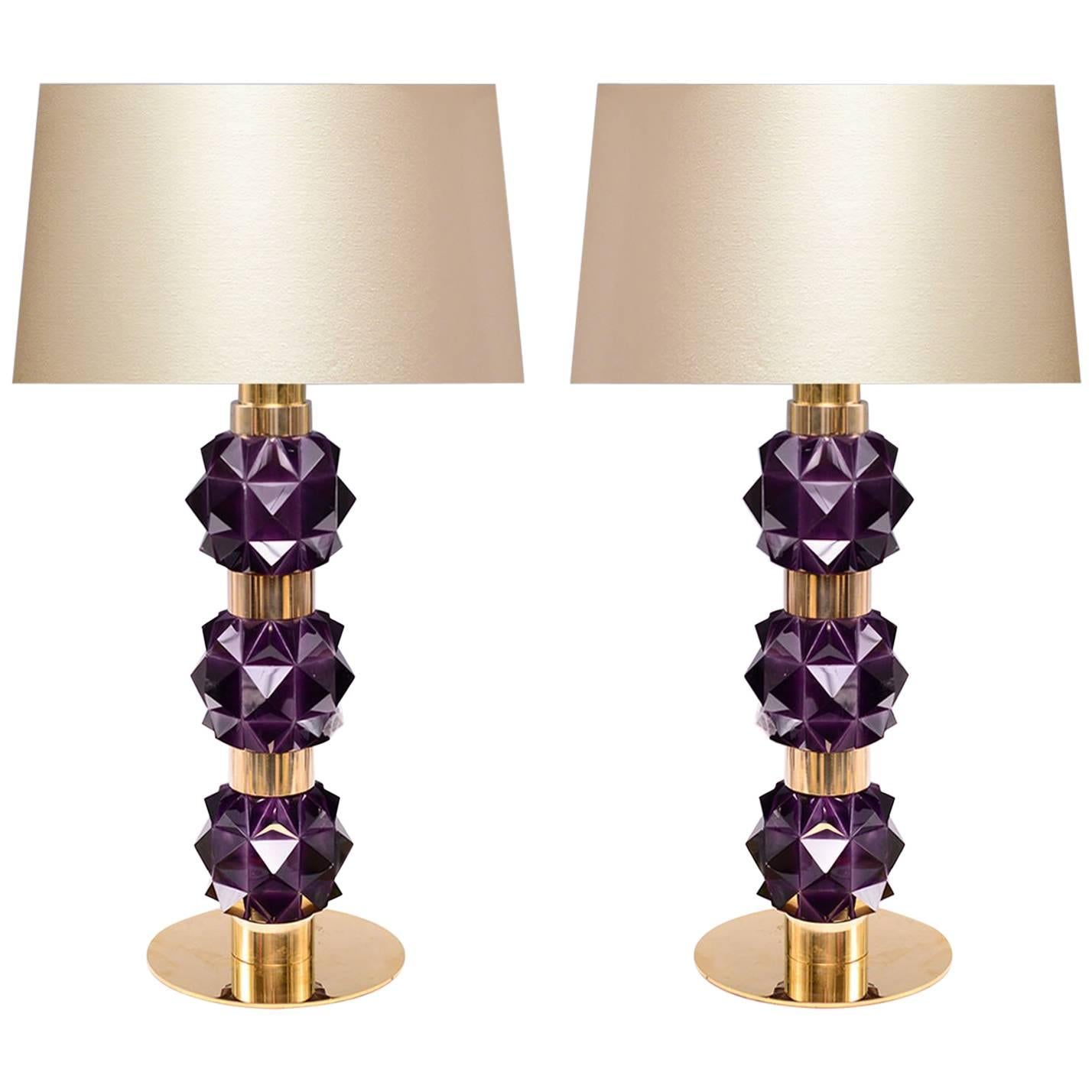 Lampen aus Bergkristall-Quarz mit Amethyst, Candy III