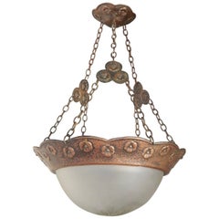 Swedish Arts & Crafts Hammered Copper Hanging Light Fixture, circa 1910