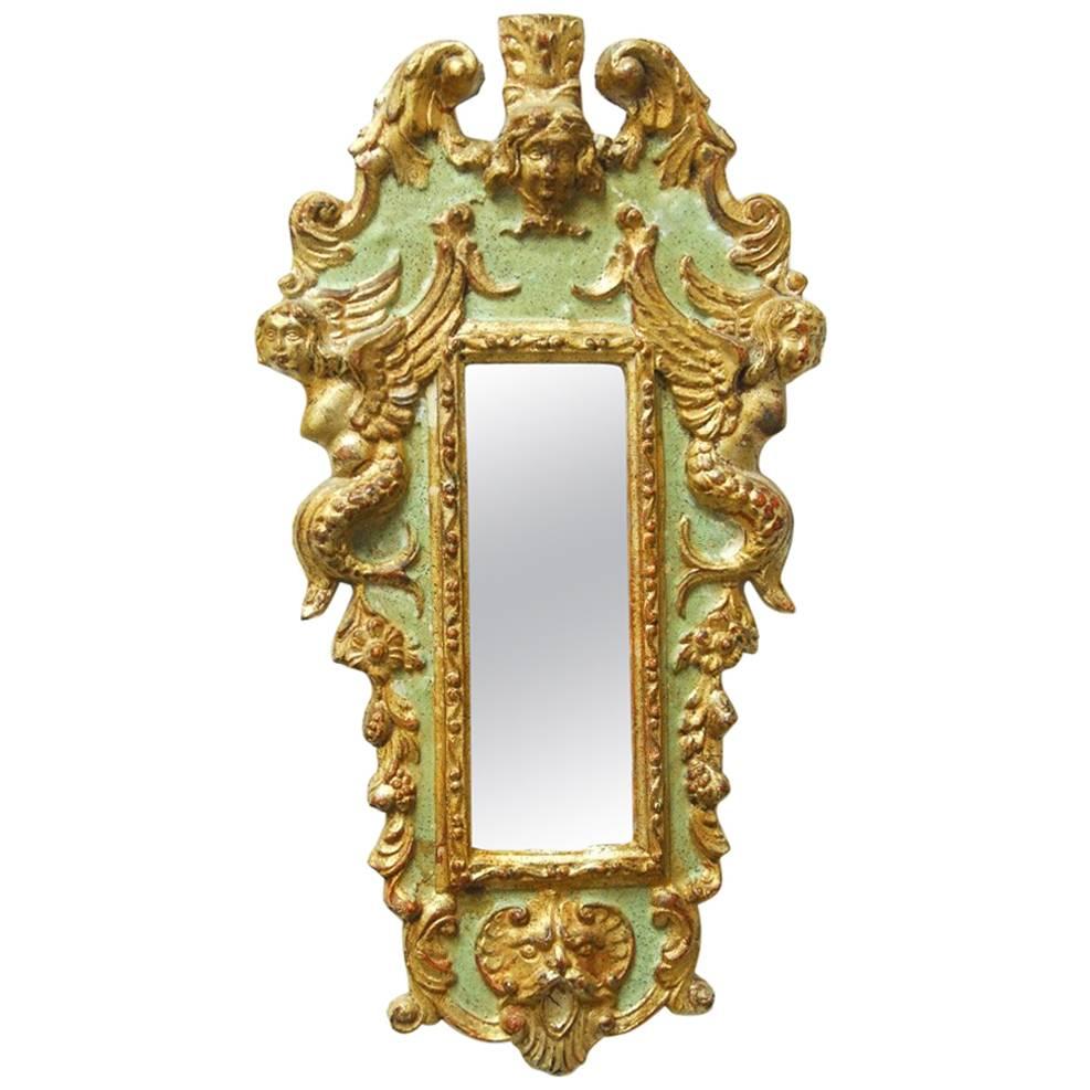 19th Century Italian Carved Neoclassical Silver Leaf Mirror
