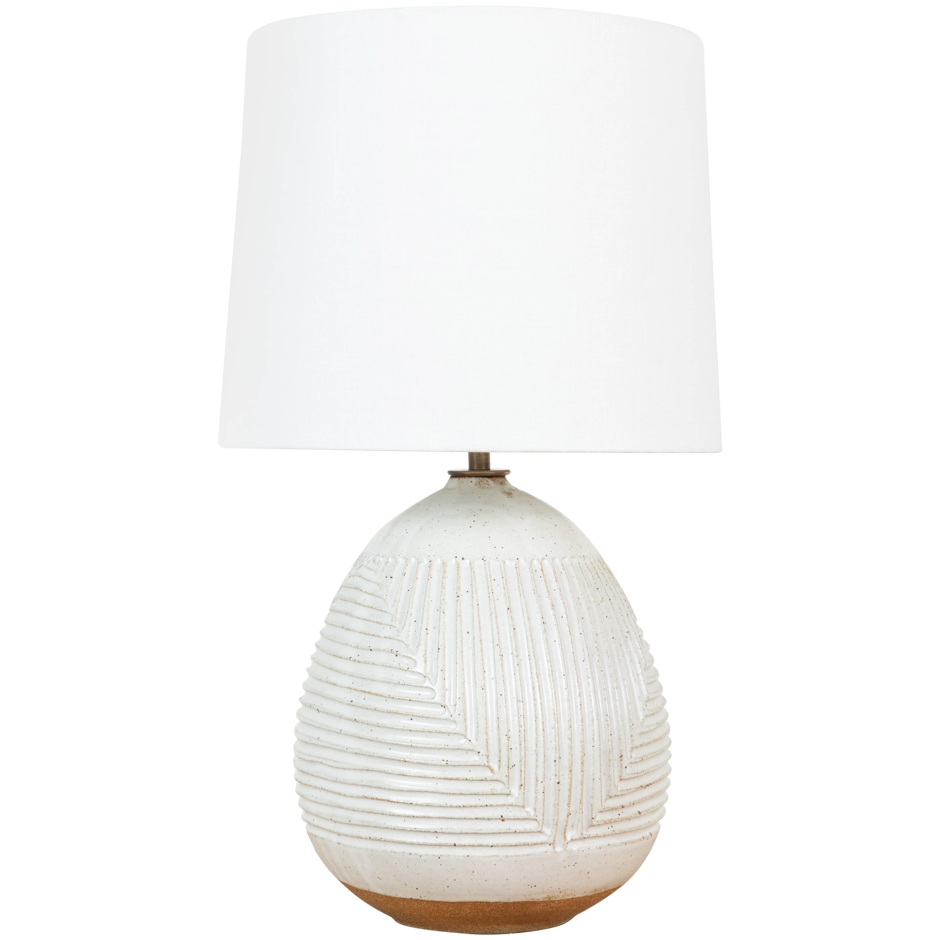 Hand-Carved Ceramic Table Lamp by Mt. Washington Pottery