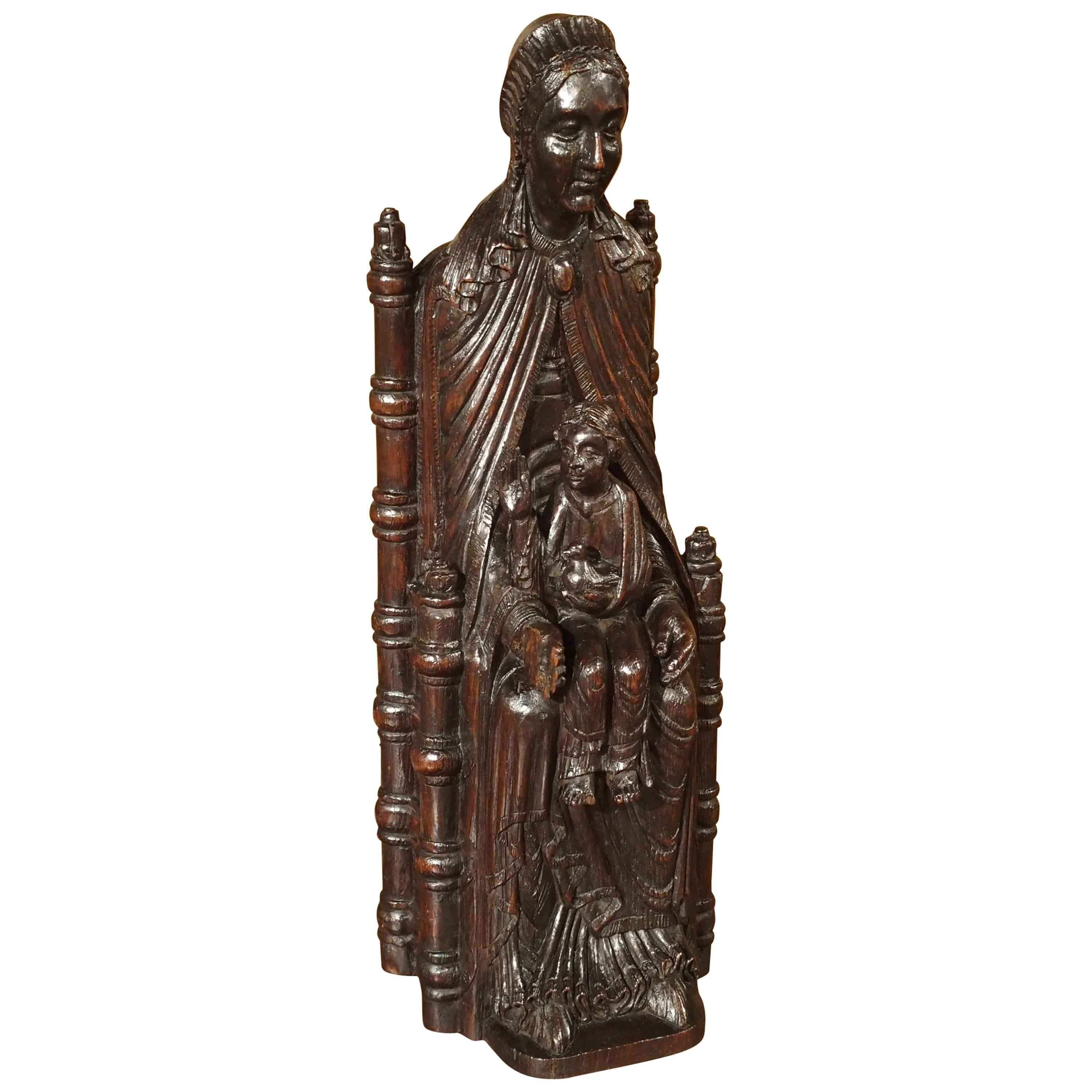 Excellent Antique Oak Carved Statue, the Throne of Wisdom