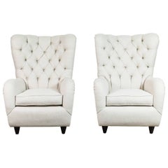 Pair of Italian Tufted Wingback Chairs