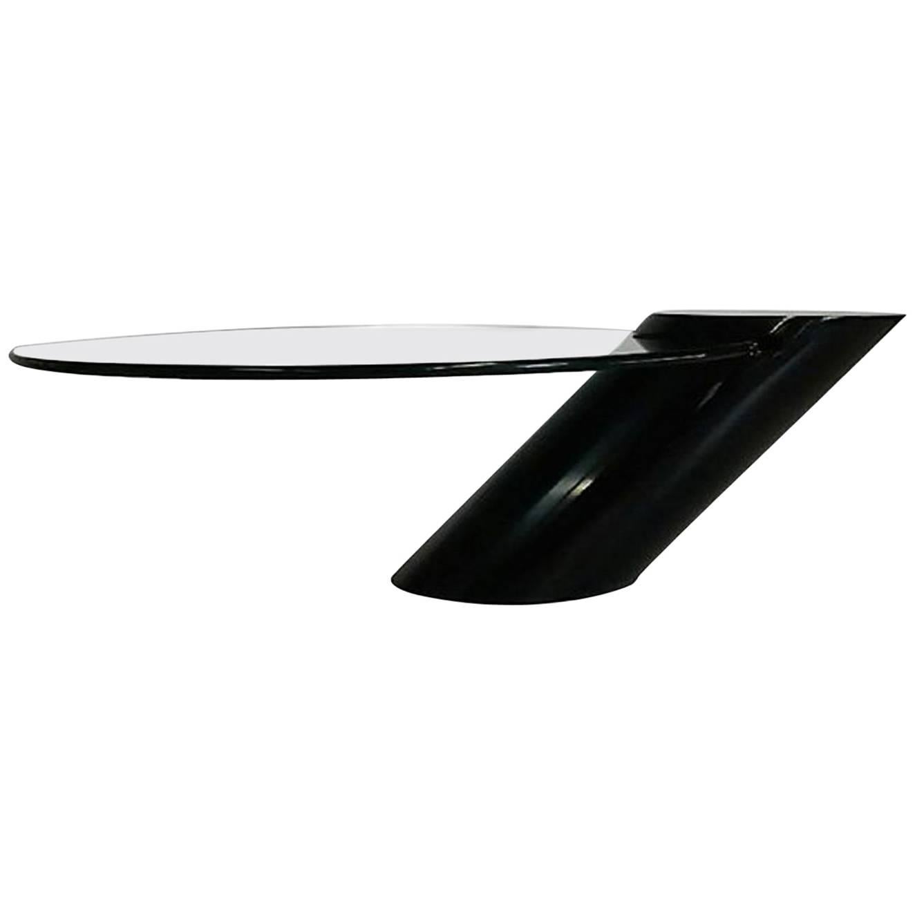 1970'S Modern 45 Degree Lacquered Glass Top "Zephyr" Coffee Table By Brueton