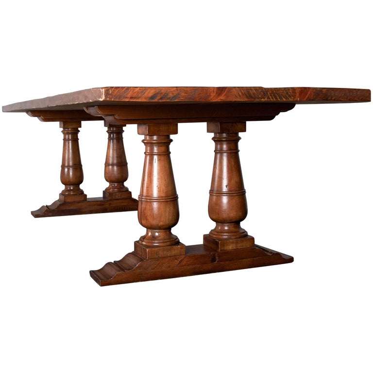 Double Pedestal Farmhouse Dining Table at 1stDibs