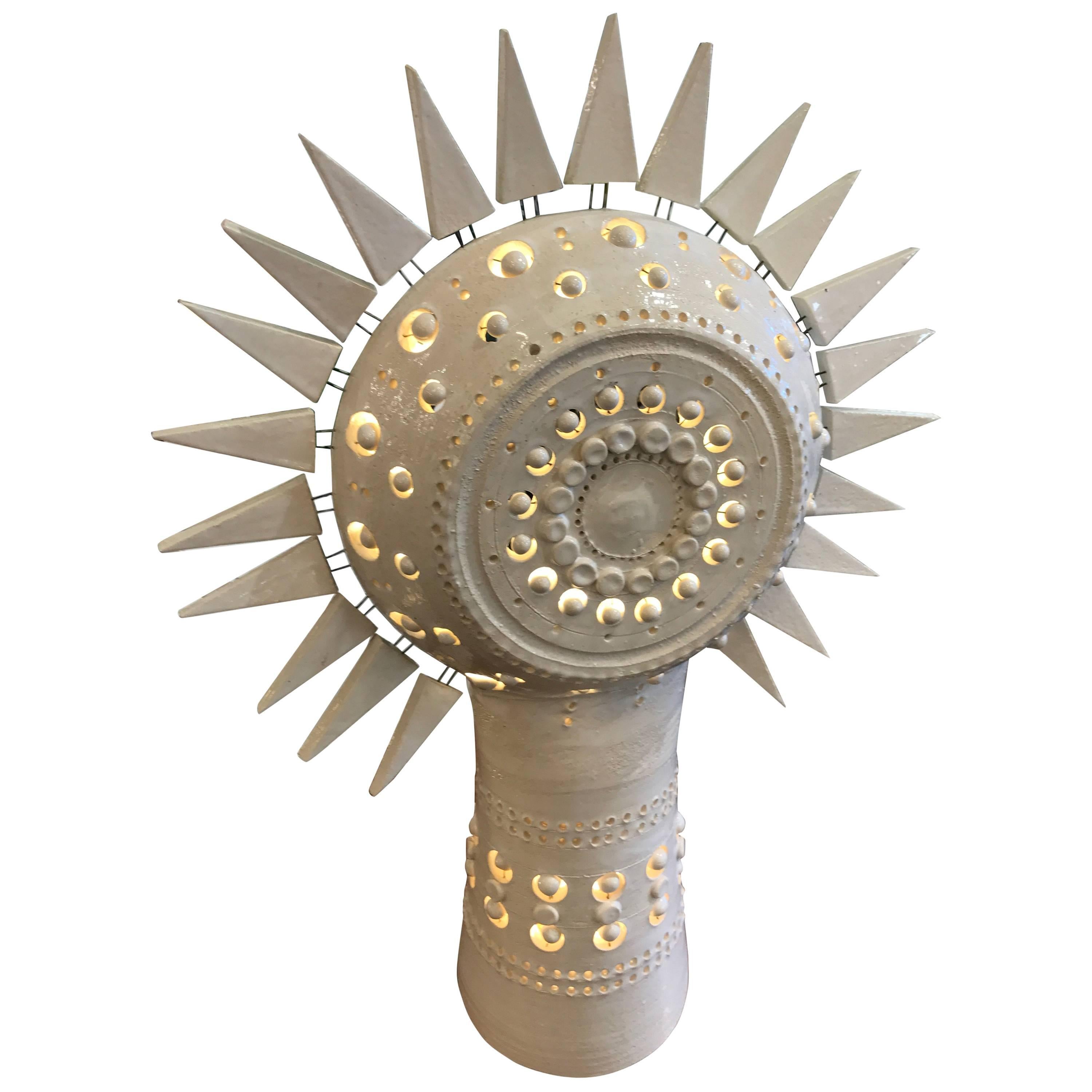 Georges Pelletier Fantastic Ceramic Sun Lamp For Sale