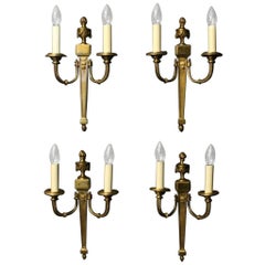 French Set of Four Gilded Bronze Antique Wall Lights