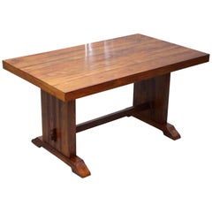 Solid Wood Dining Table Seats Six Lovely Timber Patina Rare Find Redwood Patina