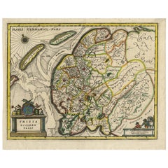 Antique Map of Friesland 'The Netherlands' by C. Merian, 1659